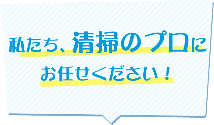 私たち、清掃のプロにお任せください！